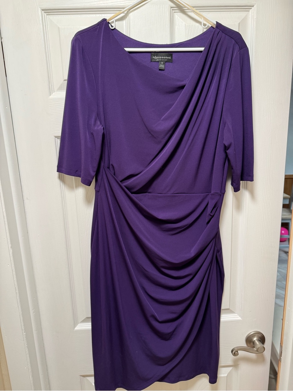 connected apparel Deep Purple Draped Midi Dress